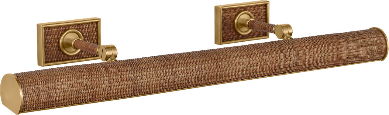 Halwell 30" Picture Light | Antique-Burnished Brass and Natural Woven Rattan