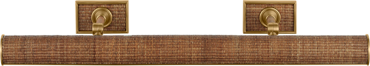 Halwell 30" Picture Light | Antique-Burnished Brass and Natural Woven Rattan