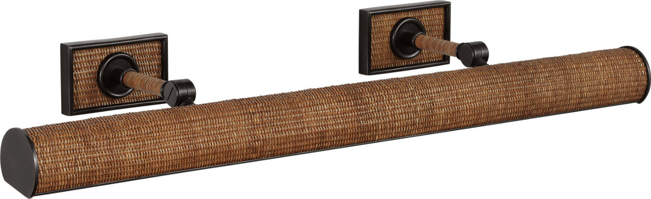 Halwell 30" Picture Light | Bronze and Natural Woven Rattan