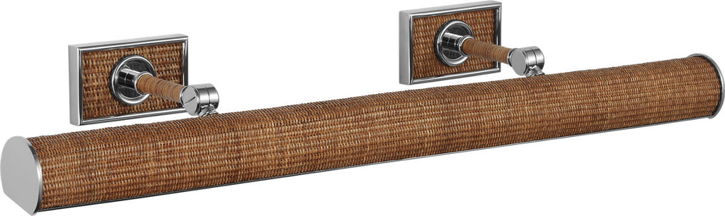 Halwell 30" Picture Light | Polished Nickel and Natural Woven Rattan