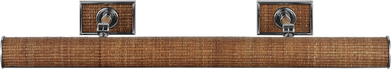 Halwell 30" Picture Light | Polished Nickel and Natural Woven Rattan