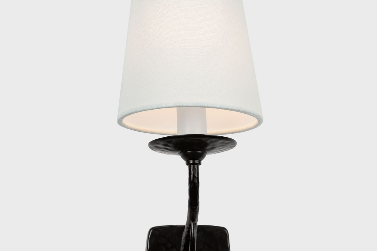 Amalfi 15" Sconce | Waxed Black | Linen Shade