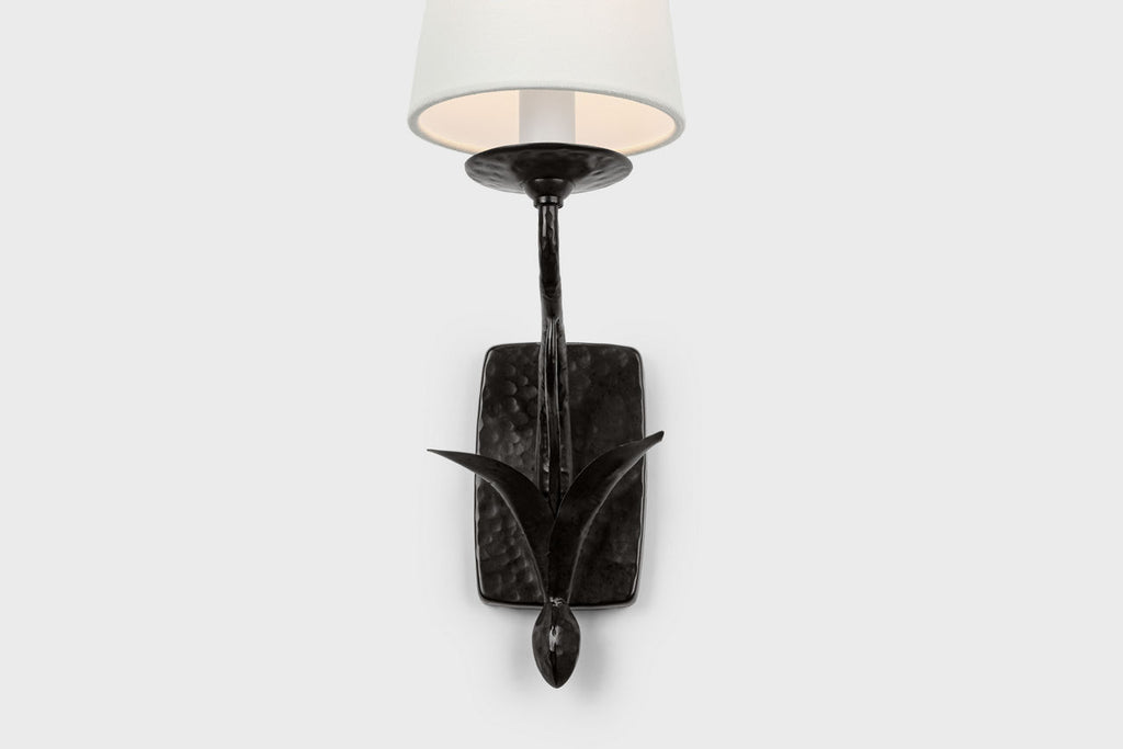 Amalfi 15" Sconce | Waxed Black | Linen Shade