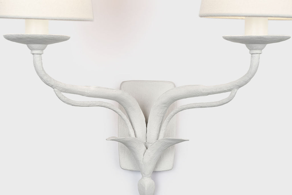 Amalfi 15" Double Sconce | Plaster White | Linen Shades