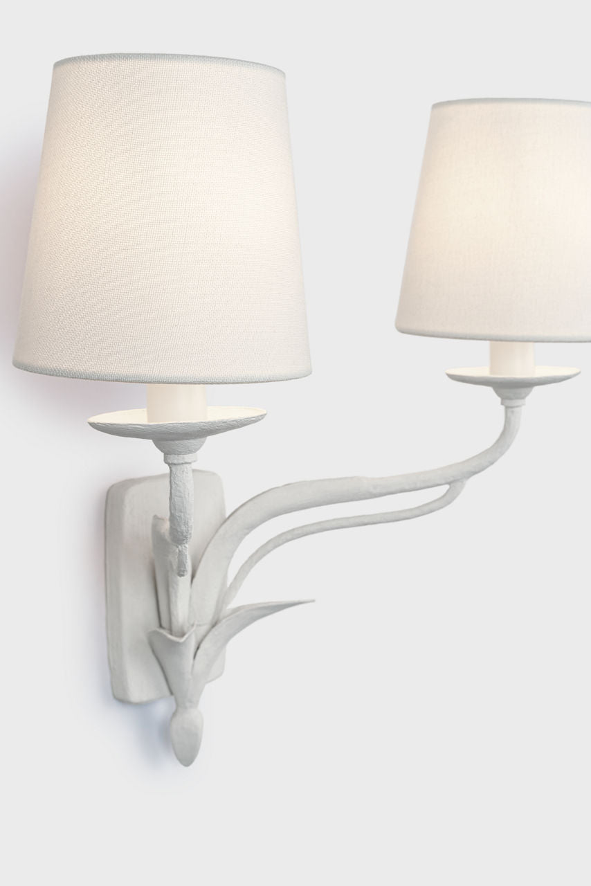 Amalfi 15" Double Sconce | Plaster White | Linen Shades
