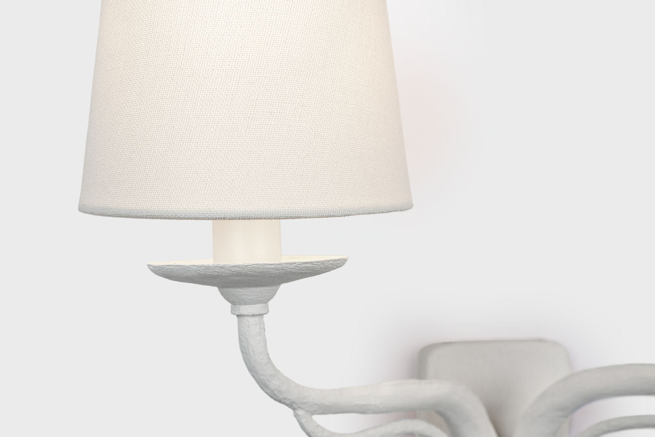 Amalfi 15" Double Sconce | Plaster White | Linen Shades