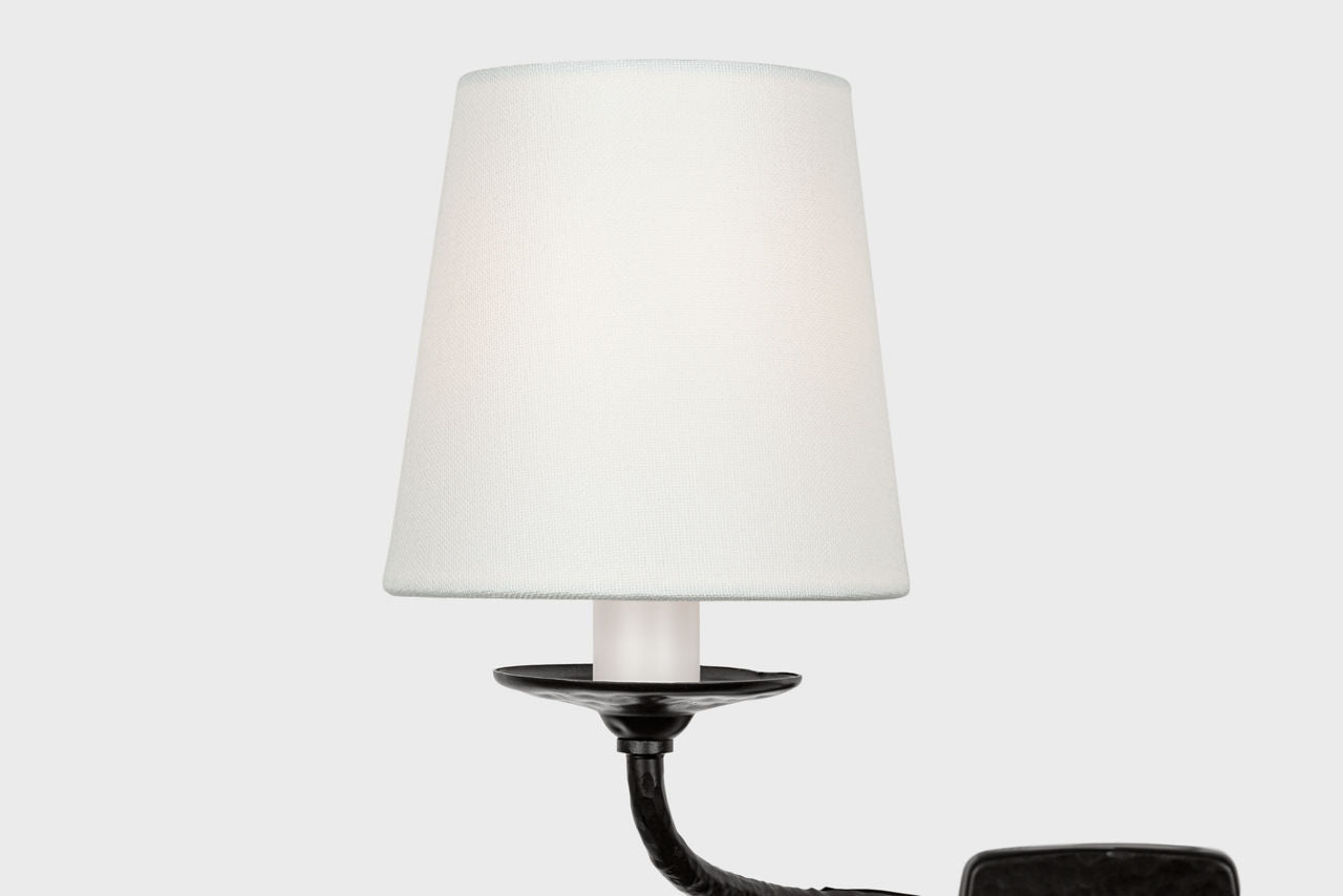 Amalfi 15" Double Sconce | Waxed Black | Linen Shades