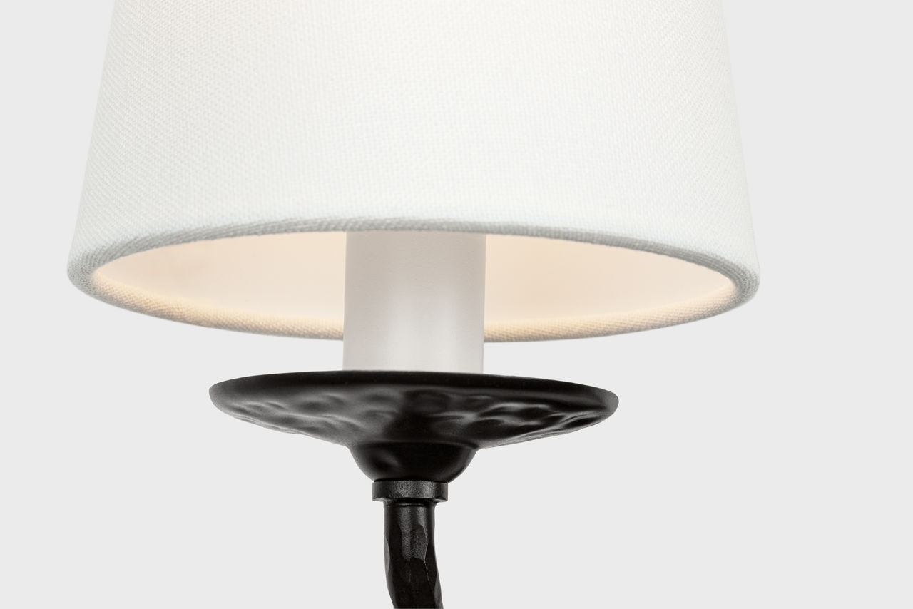 Amalfi 15" Double Sconce | Waxed Black | Linen Shades