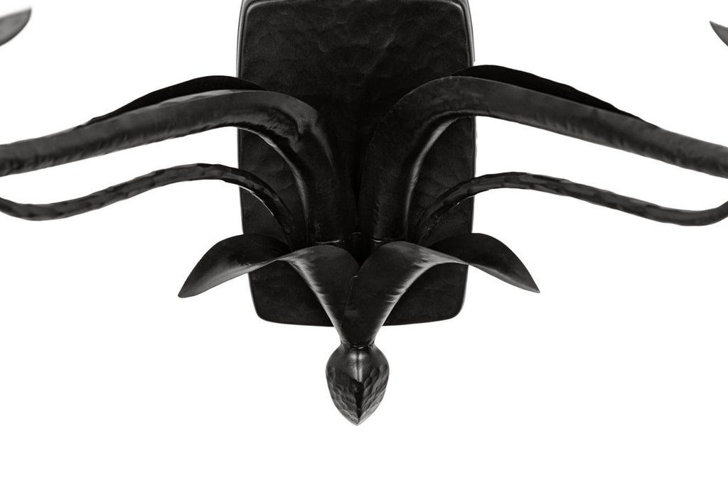 Amalfi 15" Double Sconce | Waxed Black | Linen Shades