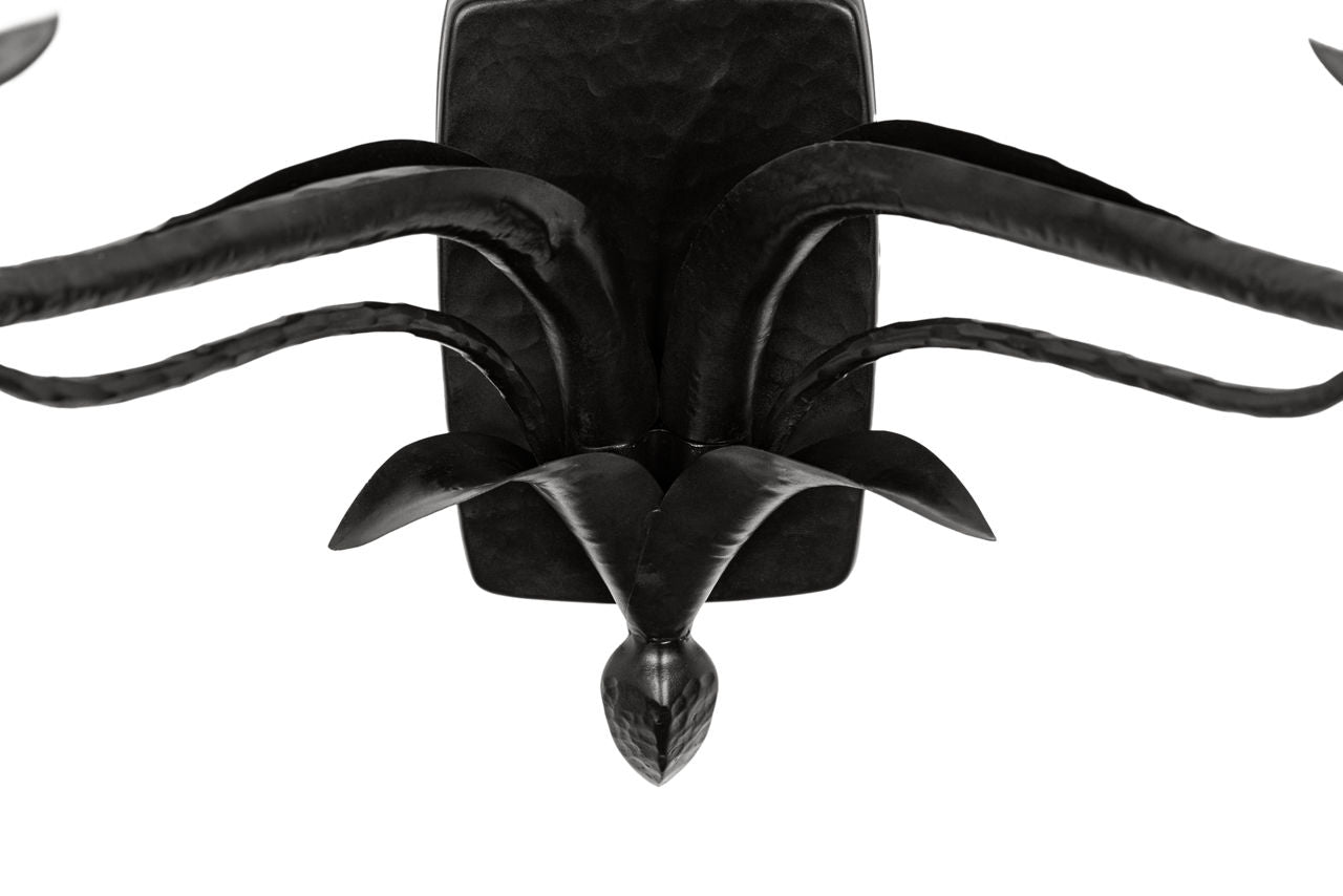 Amalfi 15" Double Sconce | Waxed Black | Linen Shades