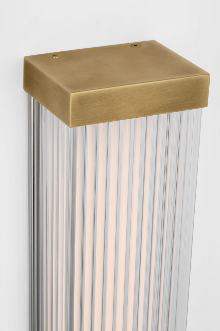 Vance 14" Sconce | Antique-Burnished Brass | Clear Glass Rods