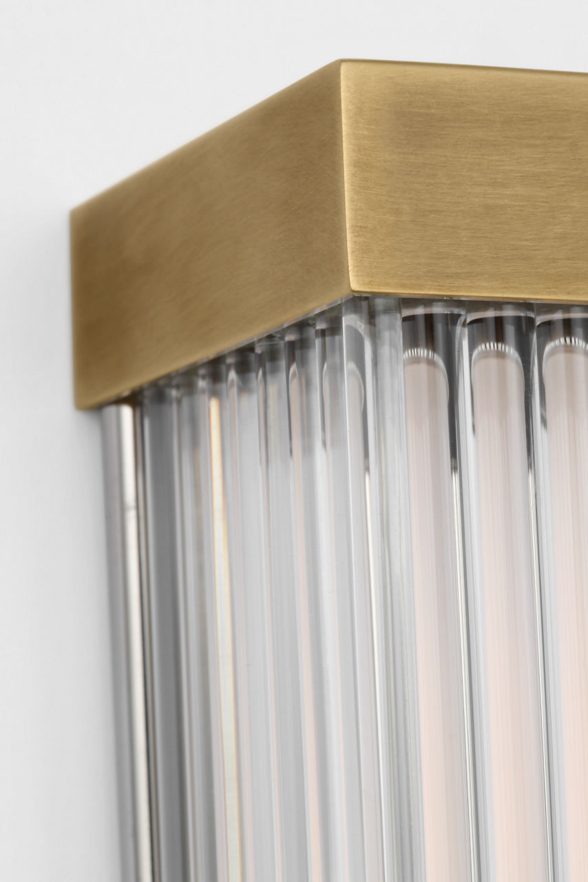 Vance 14" Sconce | Antique-Burnished Brass | Clear Glass Rods