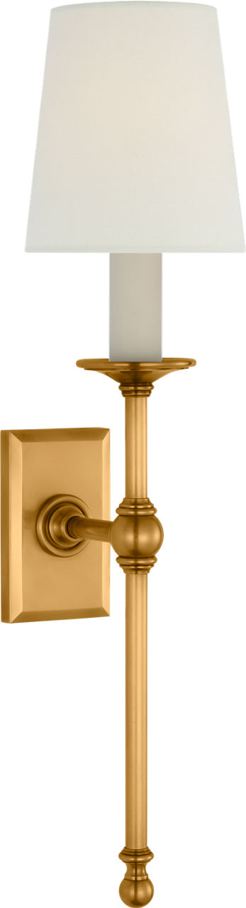 Classic 19" Tail Sconce | Antique-Burnished Brass | Linen Shades