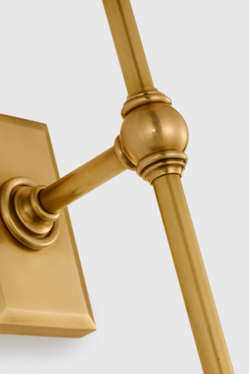 Classic 19" Tail Sconce | Antique-Burnished Brass | Linen Shades