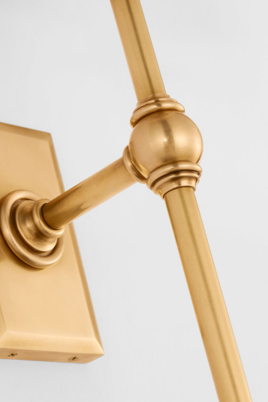 Classic 19" Tail Sconce | Antique-Burnished Brass | Linen Shades