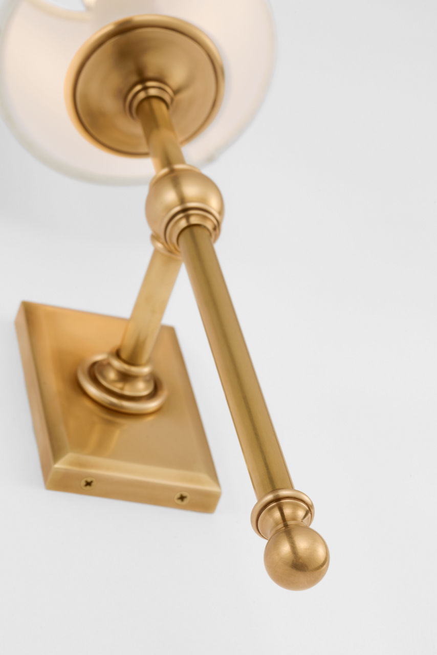 Classic 19" Tail Sconce | Antique-Burnished Brass | Linen Shades