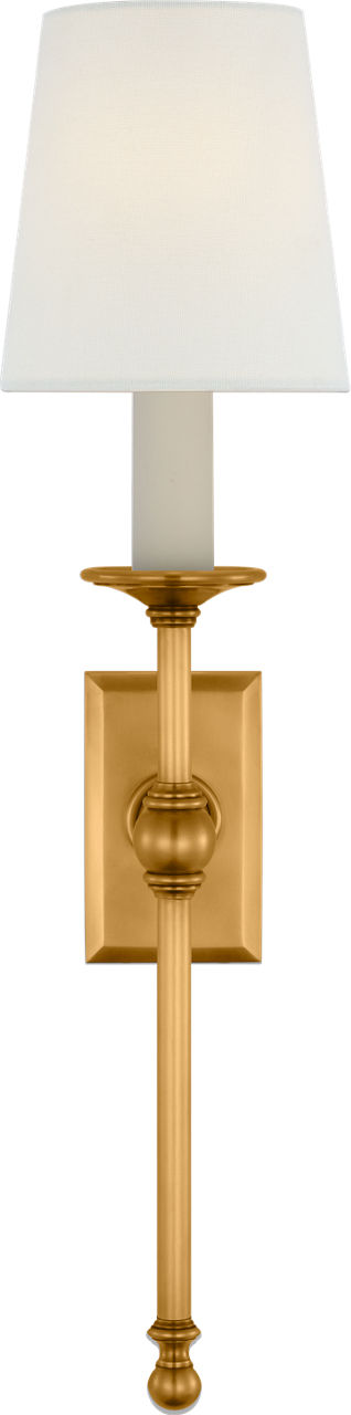 Classic 19" Tail Sconce | Antique-Burnished Brass | Linen Shades