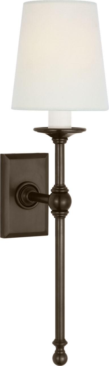 Classic 19" Tail Sconce | Bronze | Linen Shades