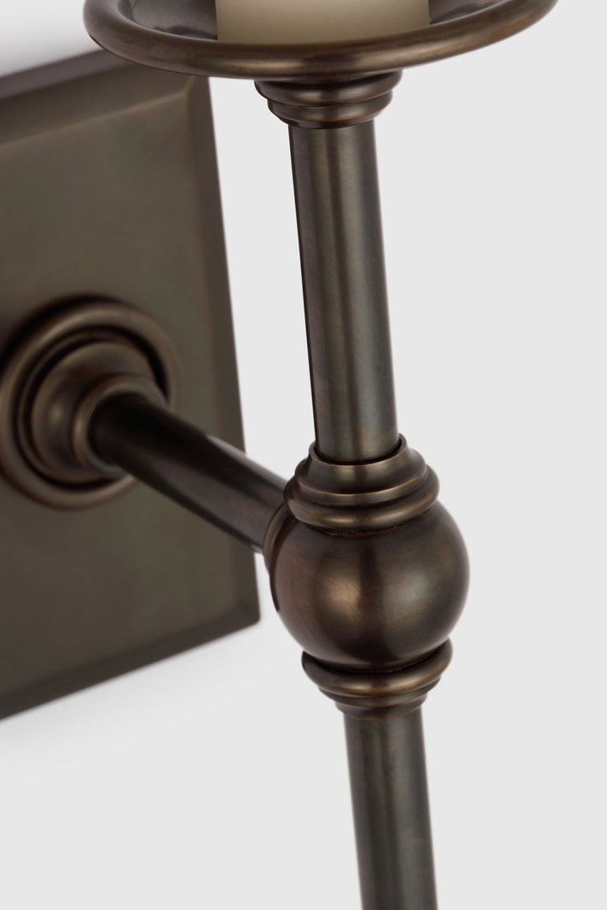 Classic 19" Tail Sconce | Bronze | Linen Shades