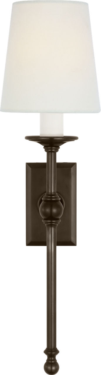 Classic 19" Tail Sconce | Bronze | Linen Shades