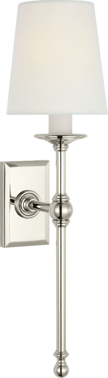 Classic 19" Tail Sconce | Polished Nickel | Linen Shades