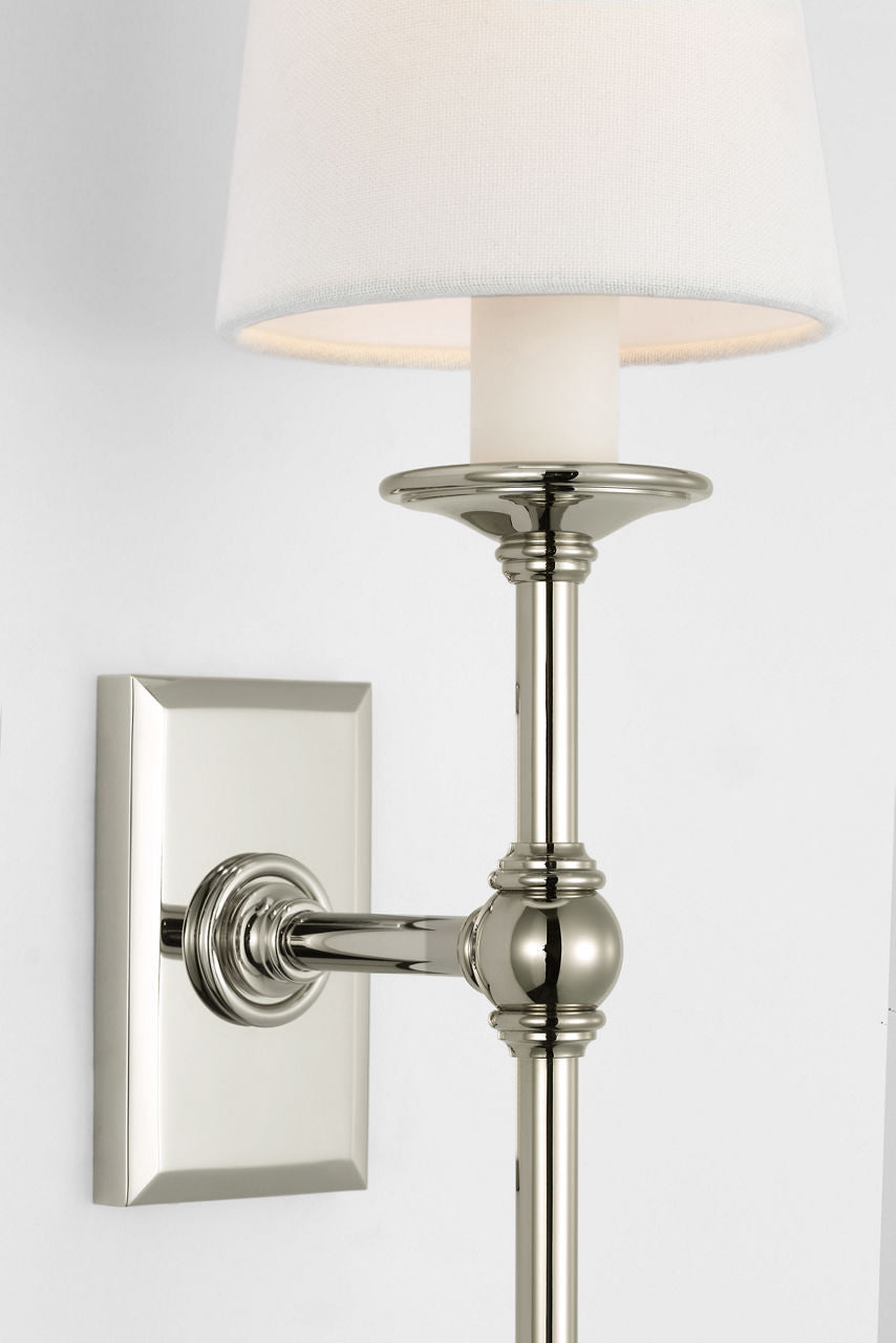 Classic 19" Tail Sconce | Polished Nickel | Linen Shades