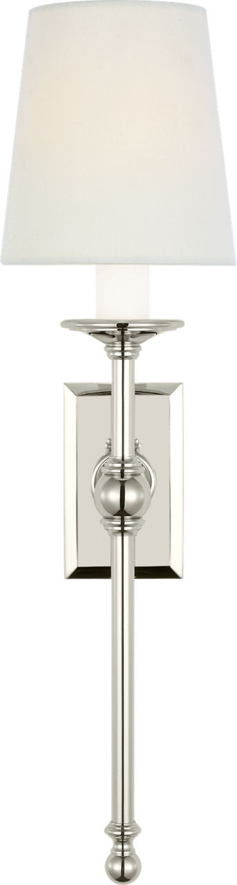 Classic 19" Tail Sconce | Polished Nickel | Linen Shades
