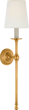 Classic 27" Tail Sconce | Antique-Burnished Brass | Linen Shade