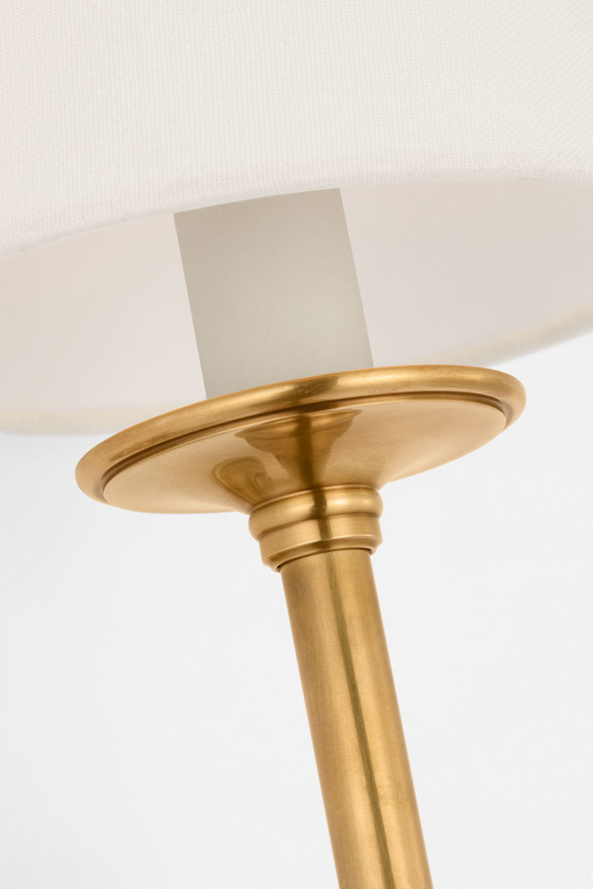 Classic 27" Tail Sconce | Antique-Burnished Brass | Linen Shade