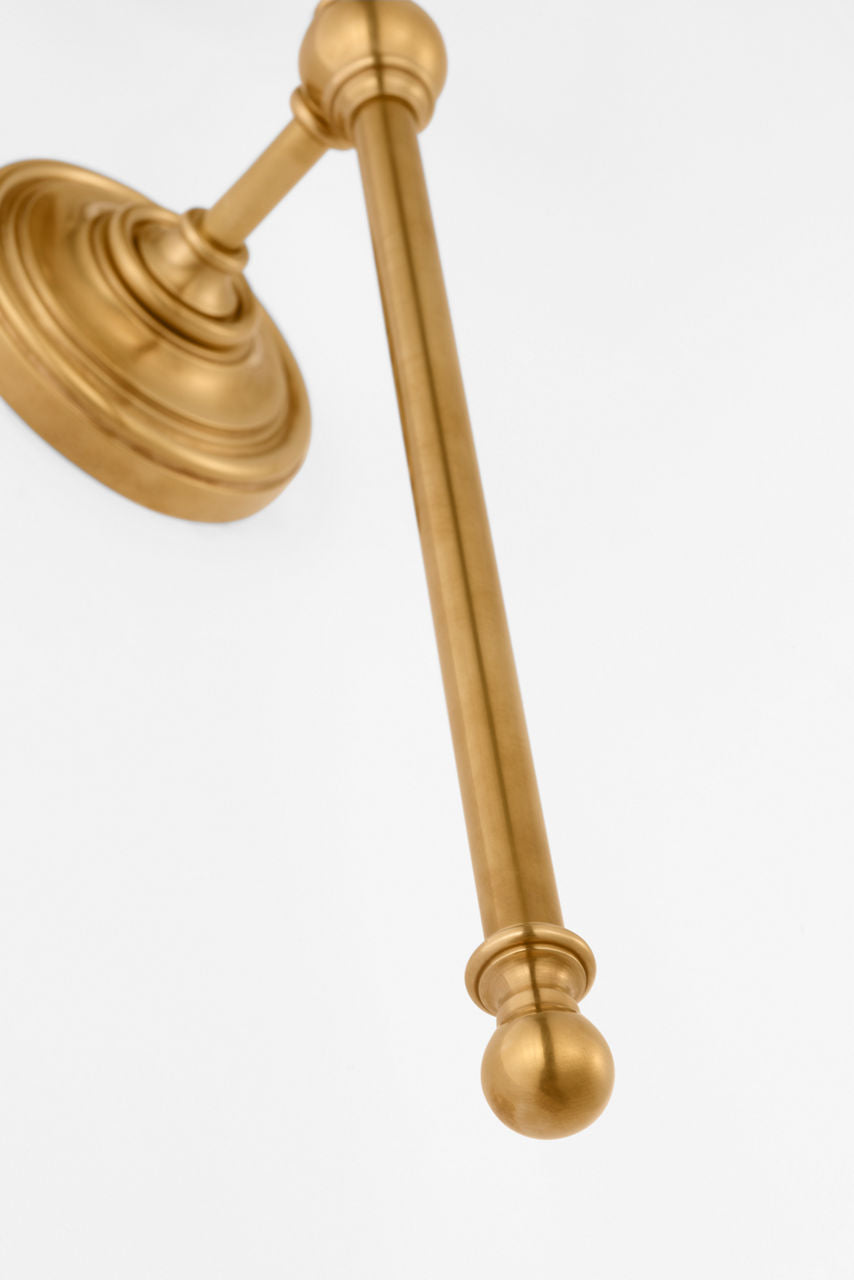 Classic 27" Tail Sconce | Antique-Burnished Brass | Linen Shade