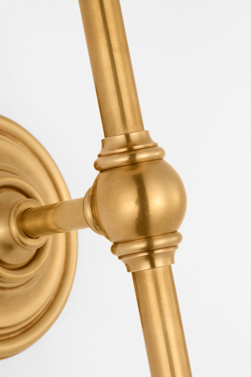 Classic 27" Tail Sconce | Antique-Burnished Brass | Linen Shade