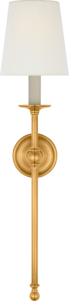 Classic 27" Tail Sconce | Antique-Burnished Brass | Linen Shade