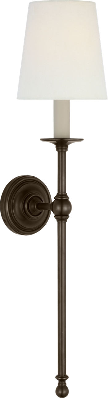 Classic 27" Tail Sconce | Bronze | Linen Shade