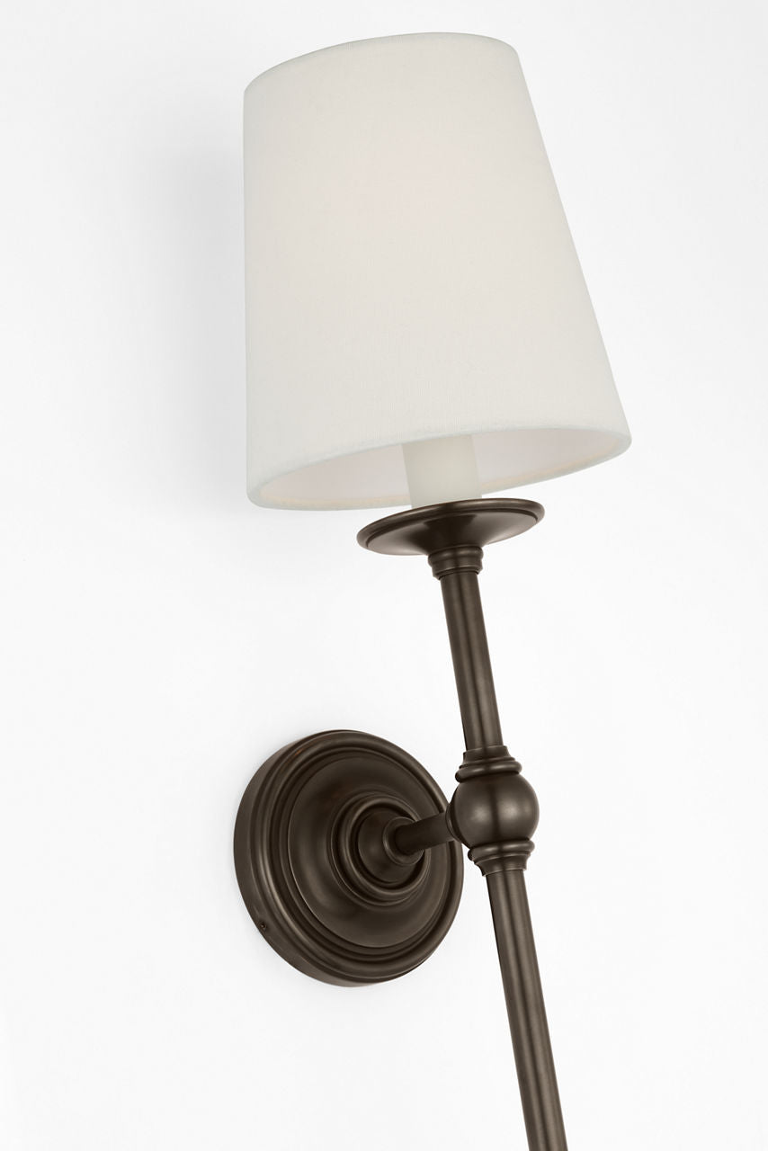 Classic 27" Tail Sconce | Bronze | Linen Shade