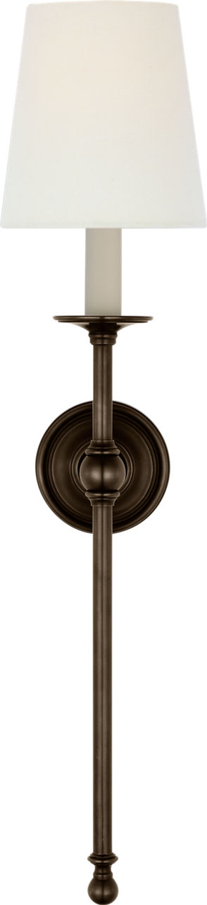 Classic 27" Tail Sconce | Bronze | Linen Shade