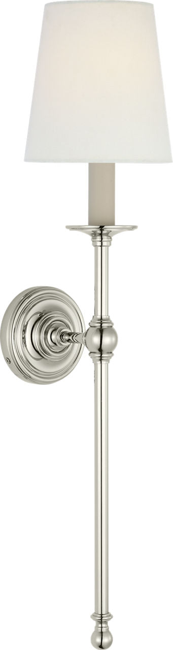 Classic 27" Tail Sconce | Polished Nickel | Linen Shade
