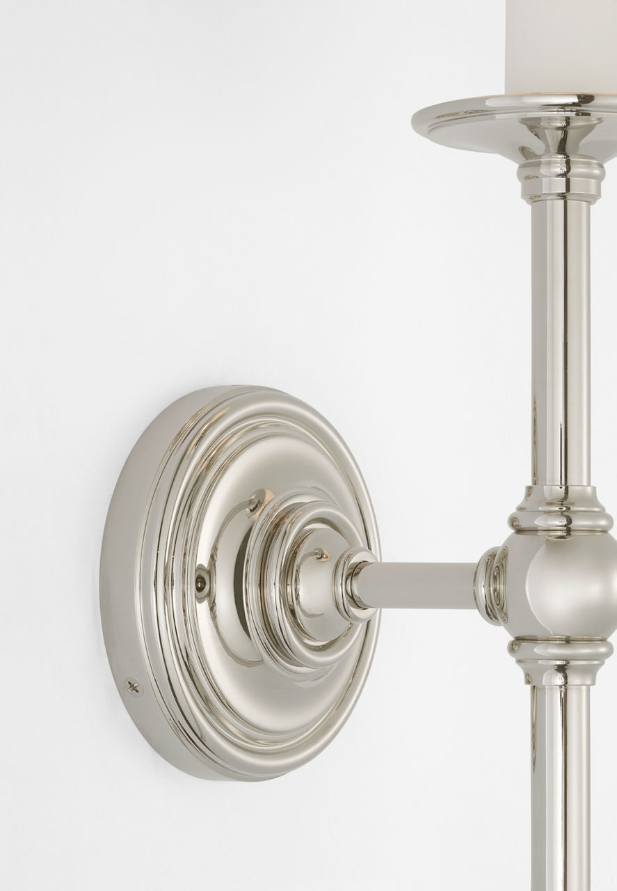 Classic 27" Tail Sconce | Polished Nickel | Linen Shade