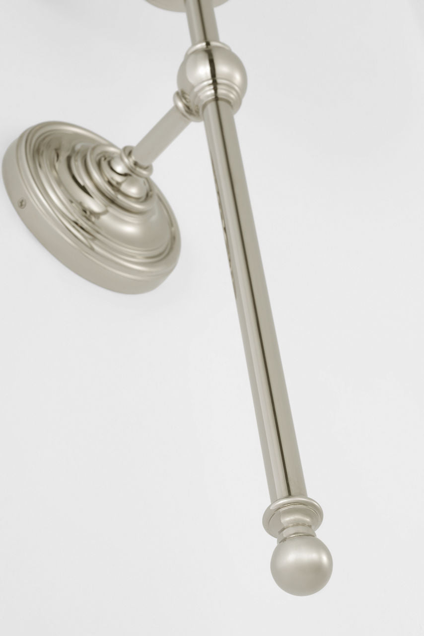 Classic 27" Tail Sconce | Polished Nickel | Linen Shade
