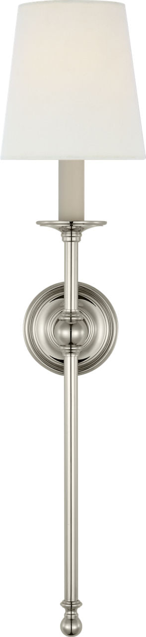 Classic 27" Tail Sconce | Polished Nickel | Linen Shade