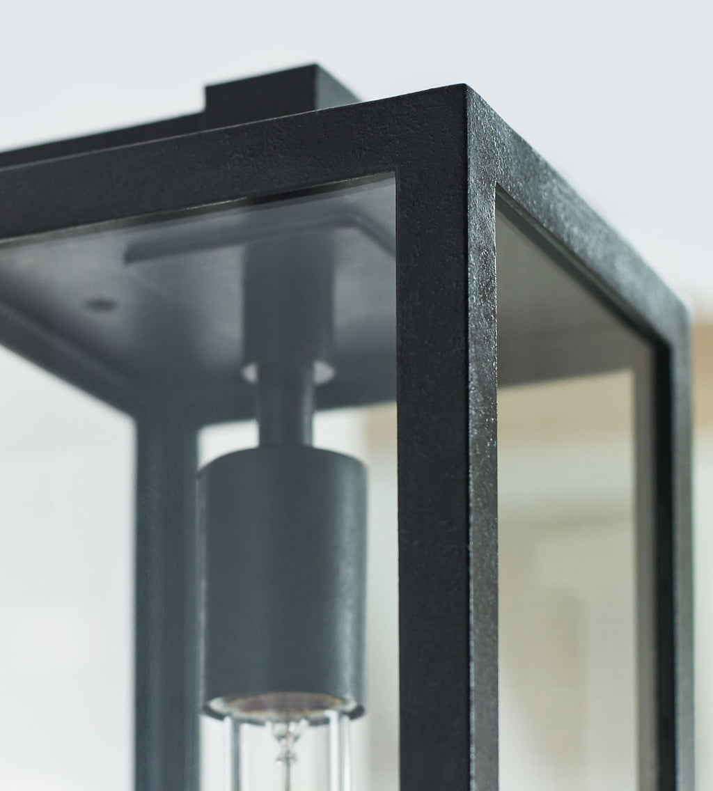 Fresno Framed Medium Sconce | Aged Iron | Clear Glass