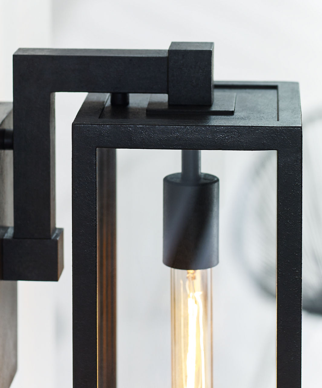 Fresno Framed Medium Sconce | Aged Iron | Clear Glass