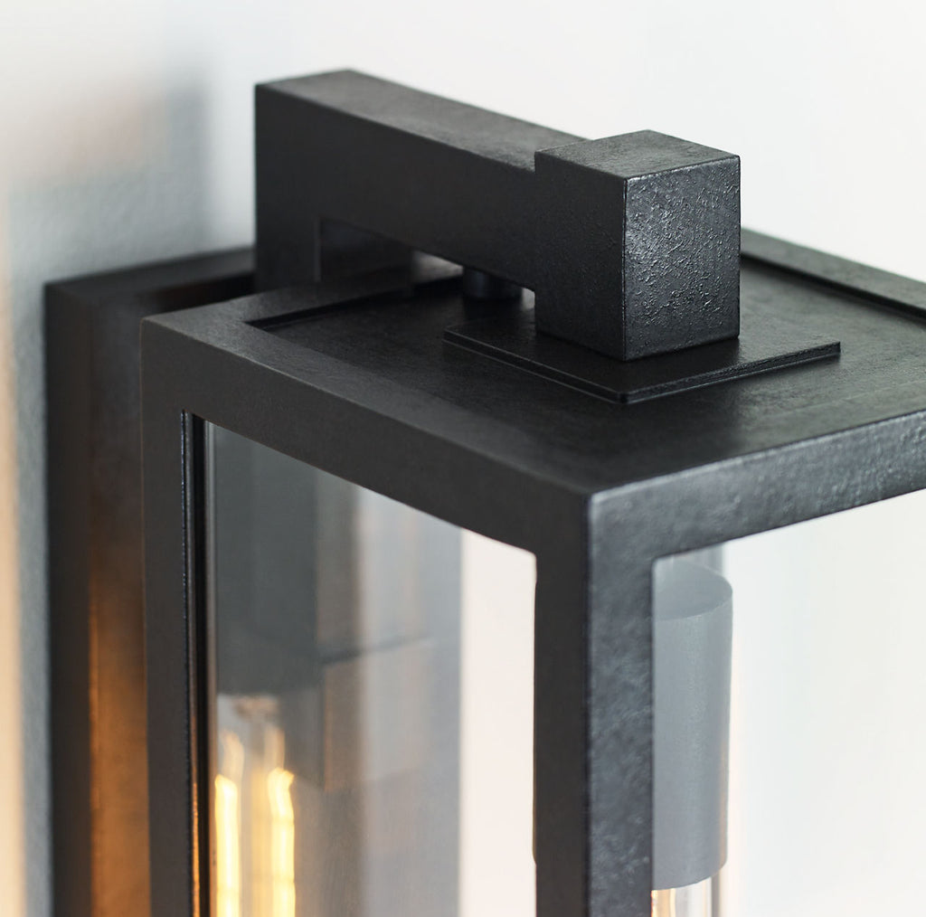 Fresno Framed Medium Sconce | Aged Iron | Clear Glass