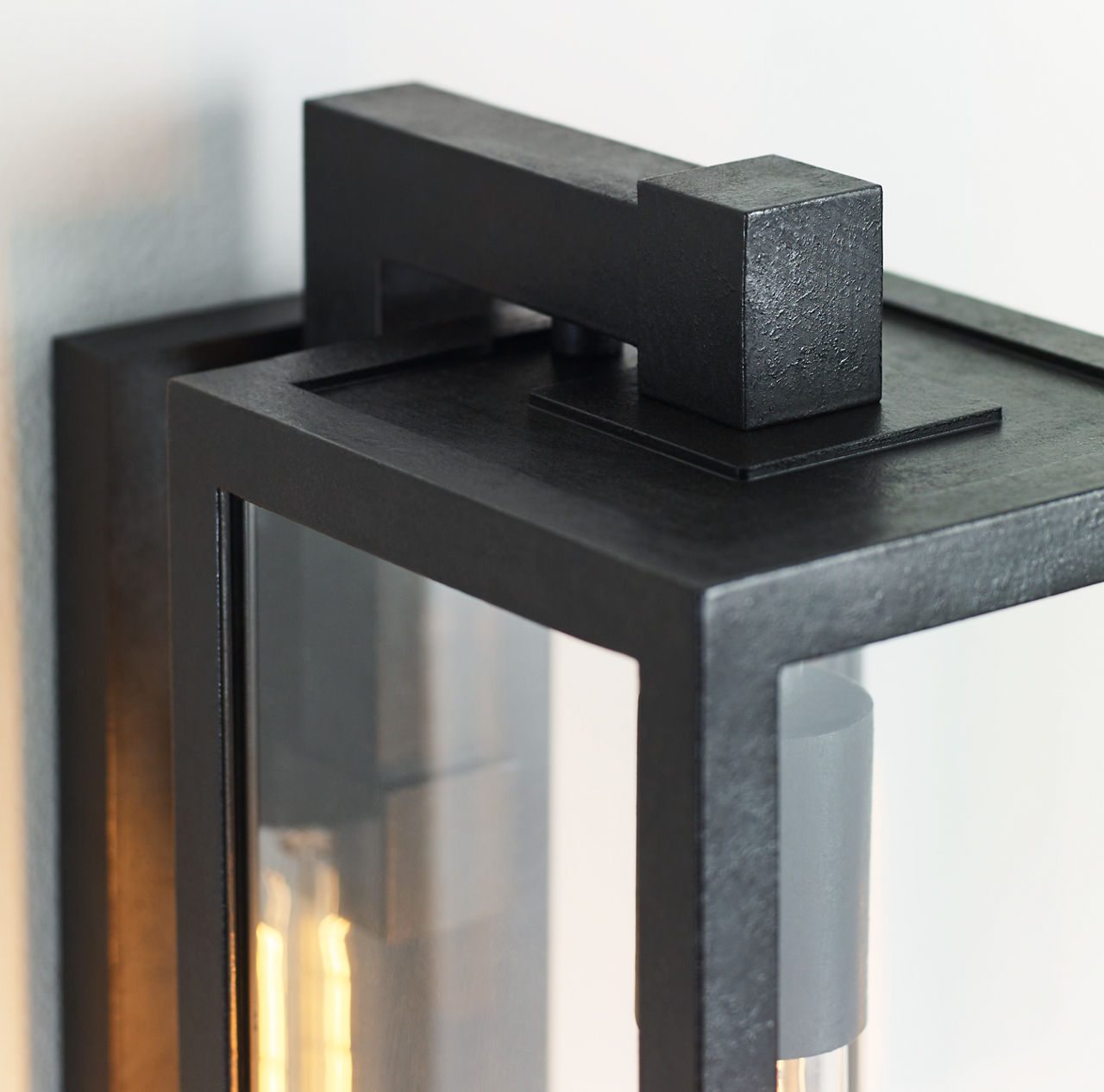 Fresno Framed Medium Sconce | Aged Iron | Clear Glass