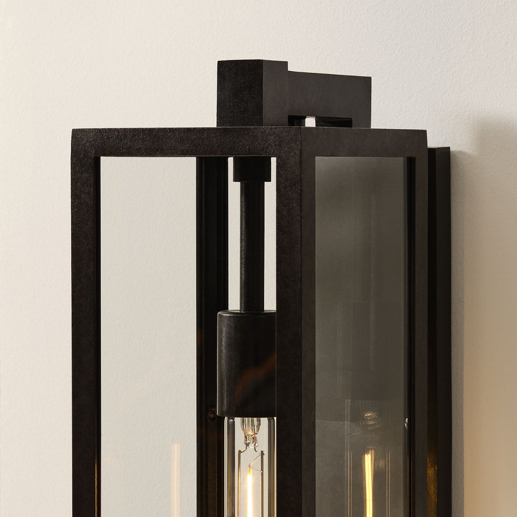 Fresno Framed Long Sconce | Aged Iron | Clear Glass