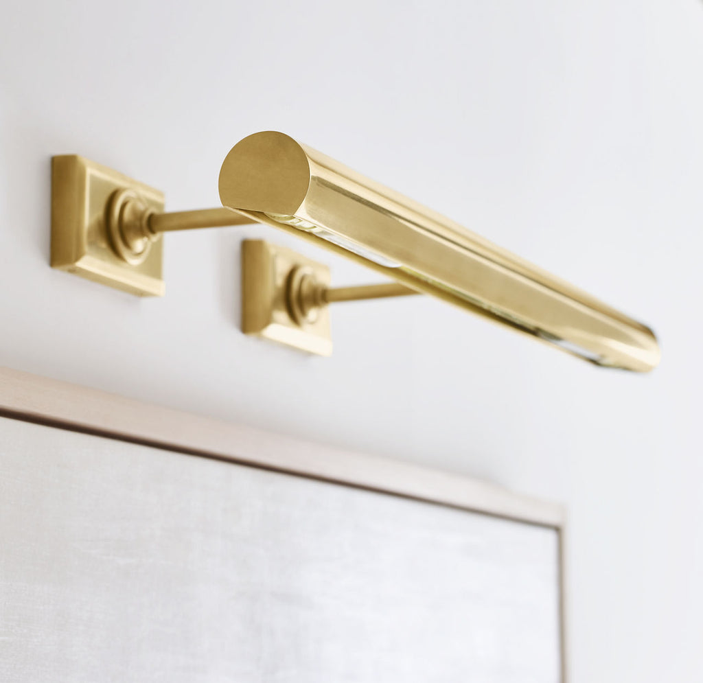24" Cabinet Maker's Picture Light | Hand-Rubbed Antique Brass