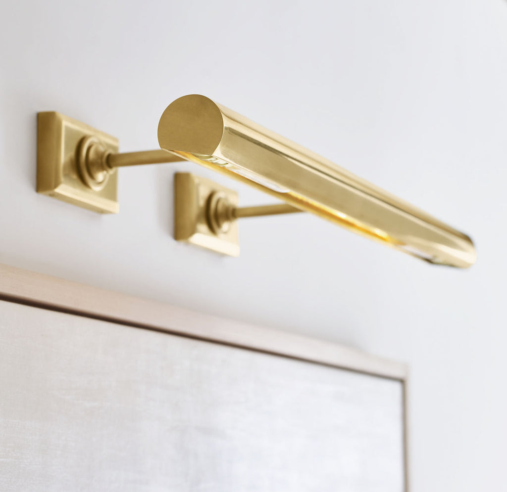 24" Cabinet Maker's Picture Light | Hand-Rubbed Antique Brass