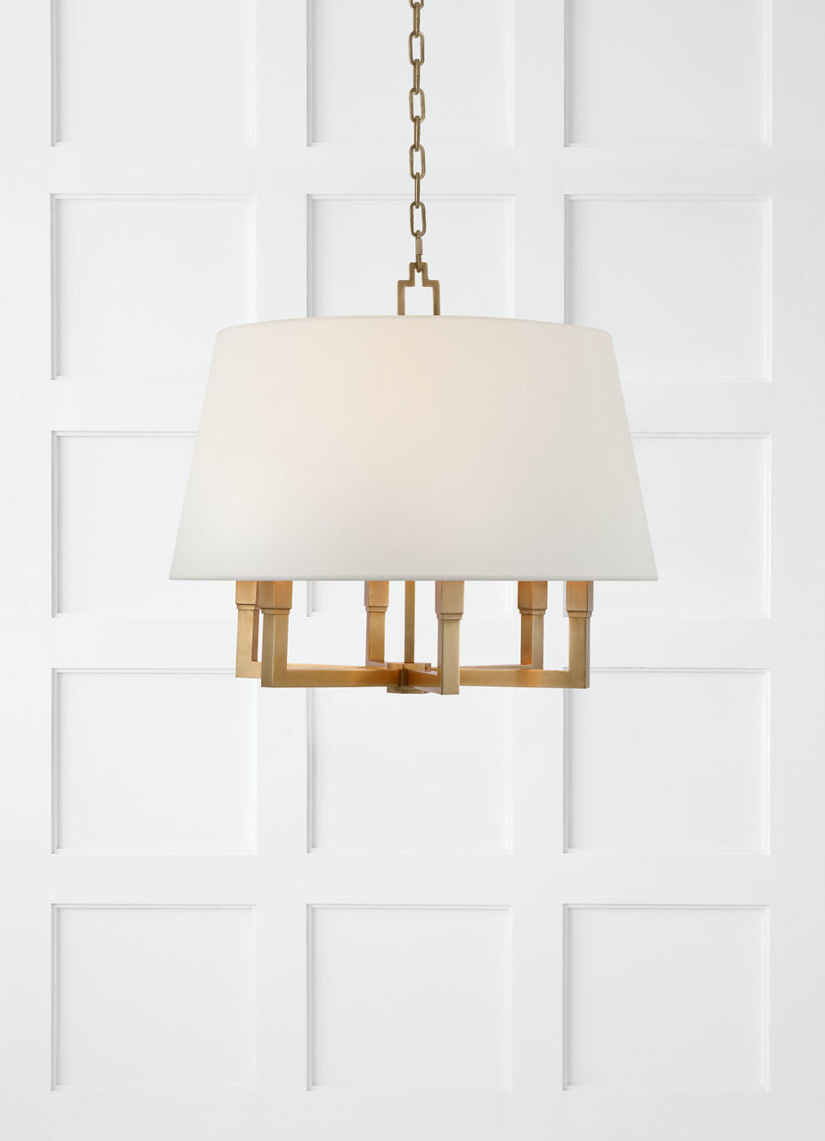 Square Tube Hanging Shade | Polished Nickel | Linen Shade