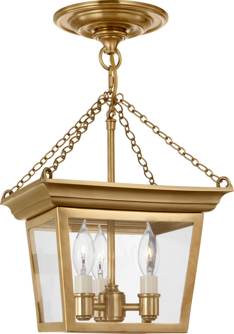 Cornice Semi-Flush Lantern | Hand-Rubbed Antique Brass