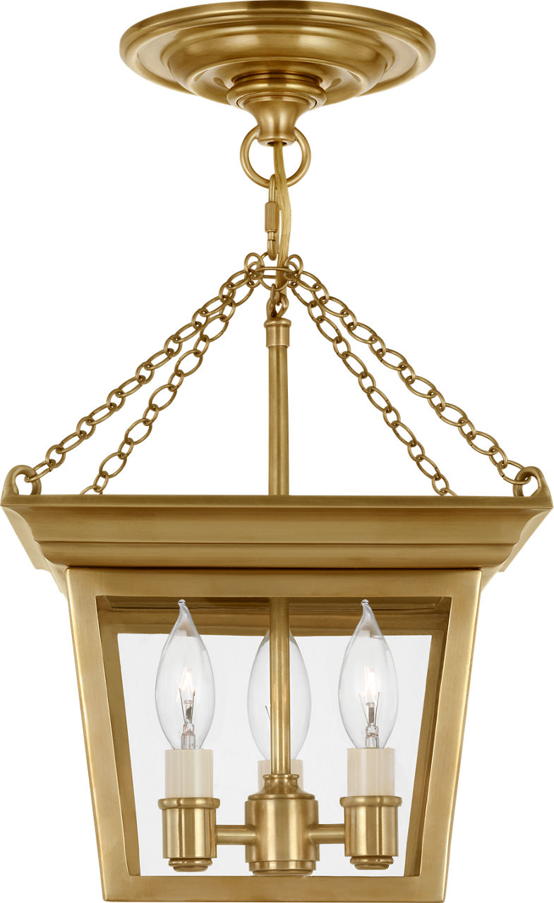 Cornice Semi-Flush Lantern | Hand-Rubbed Antique Brass