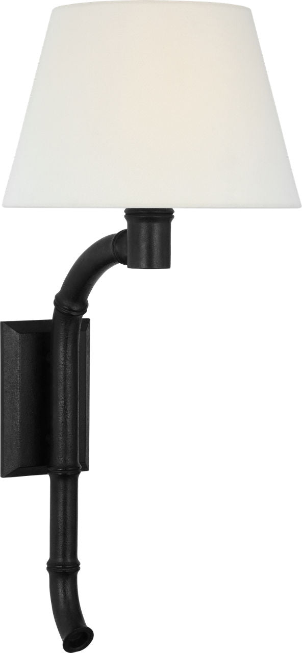 Alana 27" Curved Tail Sconce | French Rust | Linen Shade